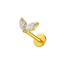 Implant Grade ASTM F136 Titanium 2 CZ Marquise V Internaly Threaded Labret