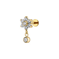 Implant Grade ASTM F136 Titanium Flower Pendant Stone Internaly Threaded Labret