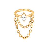 Implant Grade ASTM F136 Titanium Marquise CZ With Chain Dangle Segment Clicker