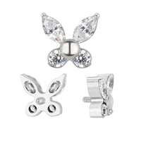 Implant Grade ASTM F136 Titanium Butterfly With 2 Marquise And 2 Round CZ Internaly Threaded Labret