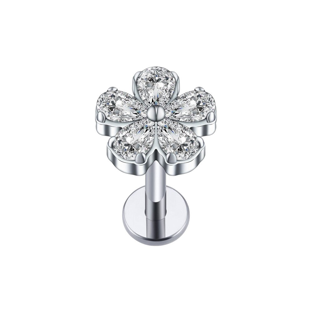 Implant Grade ASTM F136 Titanium Stones Flower Internaly Threaded Labret
