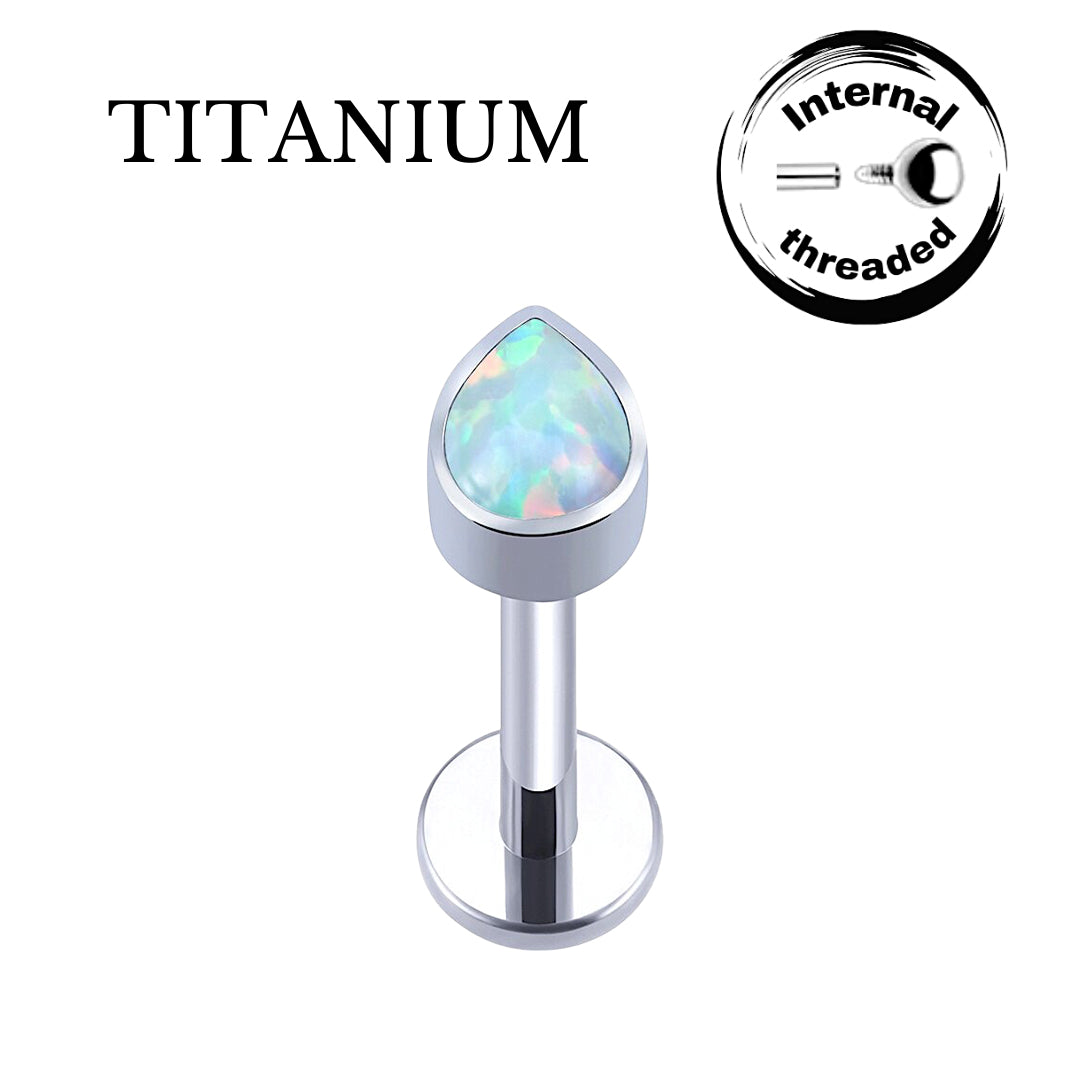Implant Grade ASTM F136 Titanium Stone Drop Internaly Threaded Labret
