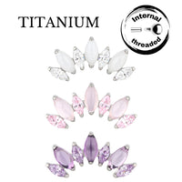 Implant Grade ASTM F136 Titanium Bezel Set 7 Natural Marquise Stone Internaly Threaded Labret