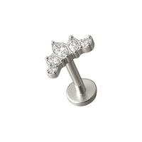 Implant Grade ASTM F136 Titanium 3 CZ Marquise 2 CZ Round Internaly Threaded Labret