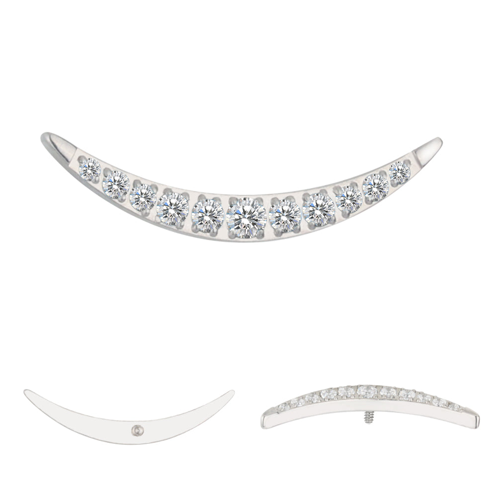 Implant Grade ASTM F136 Titanium 11 Bezet Set CZ Internaly Threaded Labret