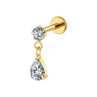 Implant Grade ASTM F136 Titanium Pendant Stone Drop Top Internaly Threaded Labret