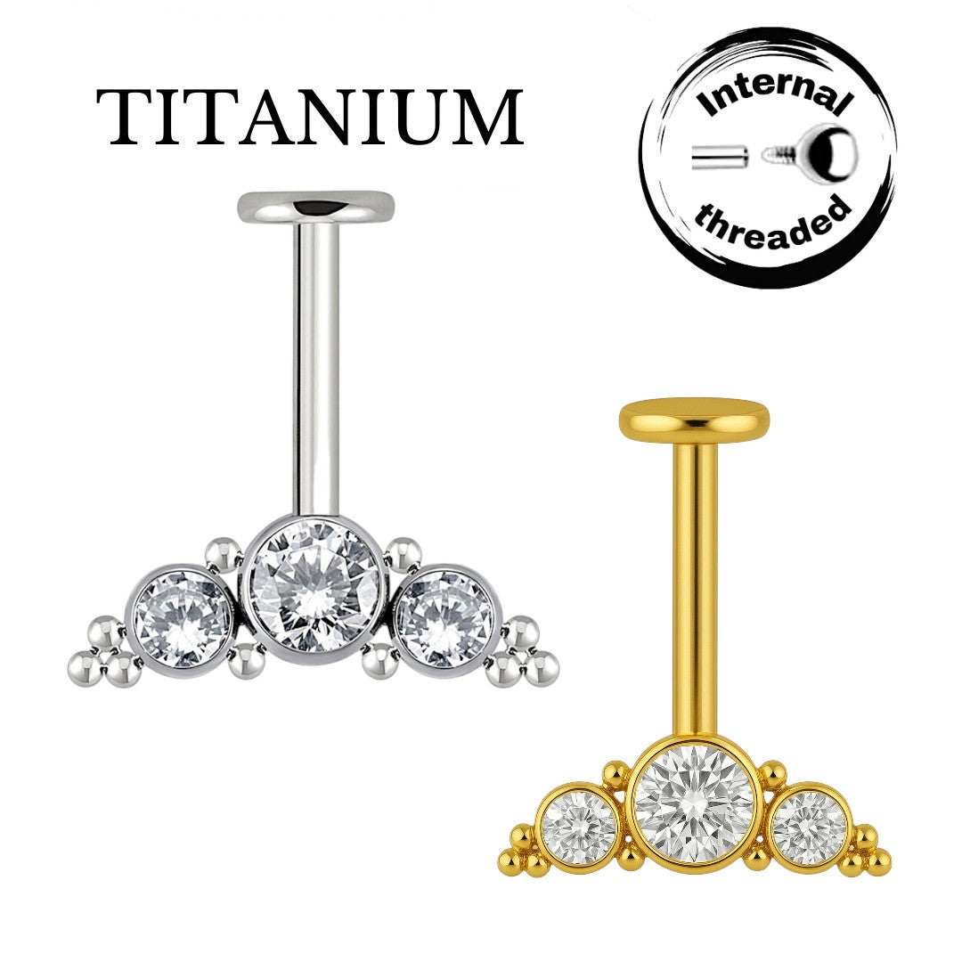 Implant Grade ASTM F136 Titanium Hidden Helix Three Curve Internaly Threaded Labret