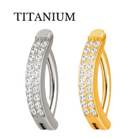 Implant Grade ASTM F136 Titanium 2 Row Stones Belly Button Clicker