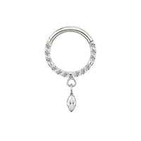 Implant Grade ASTM F136 Titanium CZ Paved Face With Marquise CZ Dangle Segment Clicker