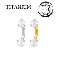 Implant Grade ASTM F136 Titanium Micro banana With Pearl Internaly Treaded