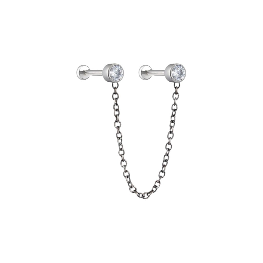 Implant Grade ASTM F136 Titanium Chain Double Stone Internaly Threaded Labret