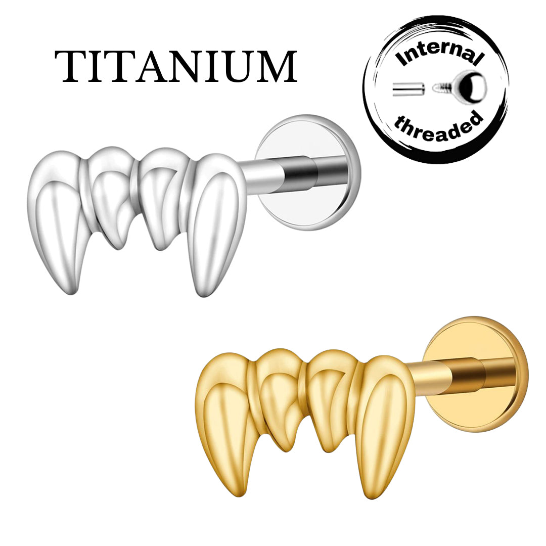 Implant Grade ASTM F136 Titanium Vampire Teeth Internaly Threaded Labret