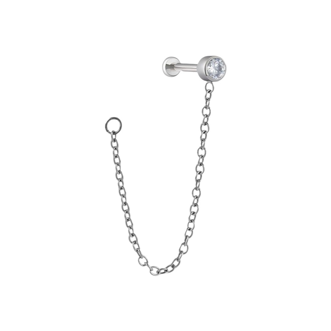 Implant Grade ASTM F136 Titanium Chain Stone Internaly Threaded Labret