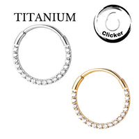 Implant Grade ASTM F136 Titanium Hoop Ring With CZ Pave Face 0.8MM Segment Clicker