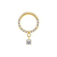 Implant Grade ASTM F136 Titanium CZ Paved Face With Prong Set CZ Dangle Segment Clicker