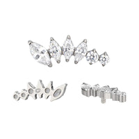 Implant Grade ASTM F136 Titanium Bezel Set 4 CZ Marquise And 2 Round CZ Internaly Threaded Labret