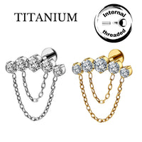 Implant Grade ASTM F136 Titanium Stone Curve Chain Internaly Threaded Labret