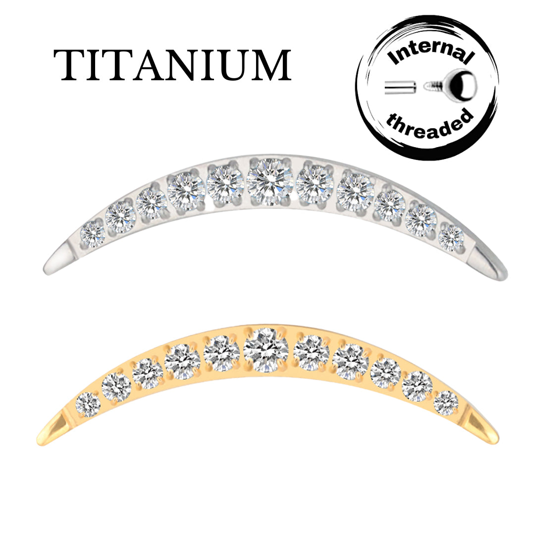 Implant Grade ASTM F136 Titanium 11 Bezet Set CZ Internaly Threaded Labret