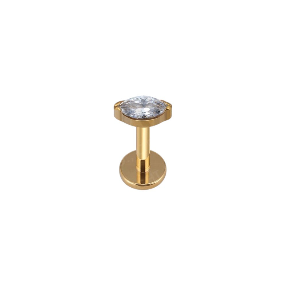 Implant Grade ASTM F136 Titanium Oval Stone Internaly Threaded Labret