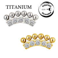Implant Grade ASTM F136 Titanium 5 CZ Curved Bar With Bead Paved Internaly Threaded Labret