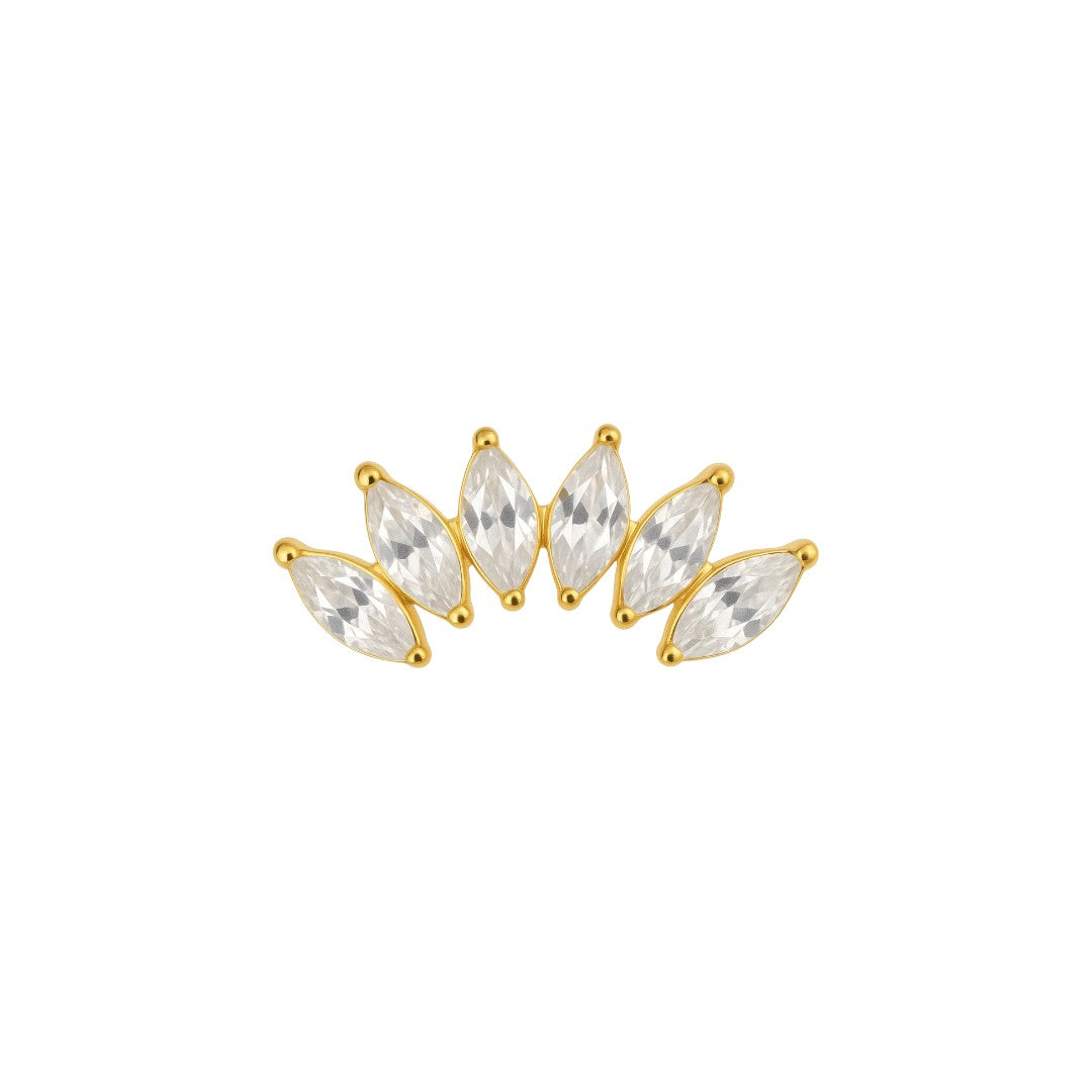 Implant Grade ASTM F136 Titanium 6 Prong Set Marquise CZ Internaly Threaded Labret