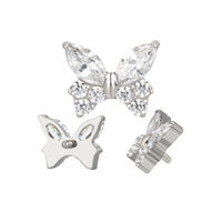 Implant Grade ASTM F136 Titanium CZ Butterfly Internaly Threaded Labret