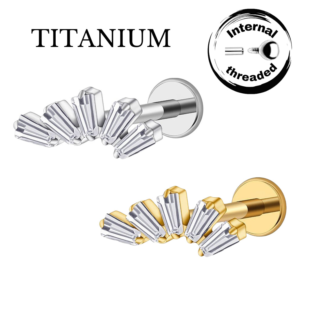 Implant Grade ASTM F136 Titanium Chrystal Fan Top Internaly Threaded Labret