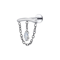 Implant Grade ASTM F136 Titanium Hidden Helix Chain Stone Internaly Threaded Labret