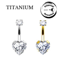 Implant Grade ASTM F136 Titanium Heart Stone Belly Button Internaly Treaded