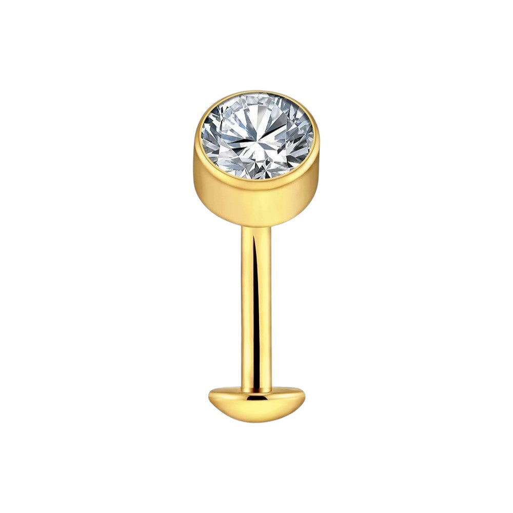 Implant Grade ASTM F136 Titanium Top Stone Internaly Threaded Belly Ring