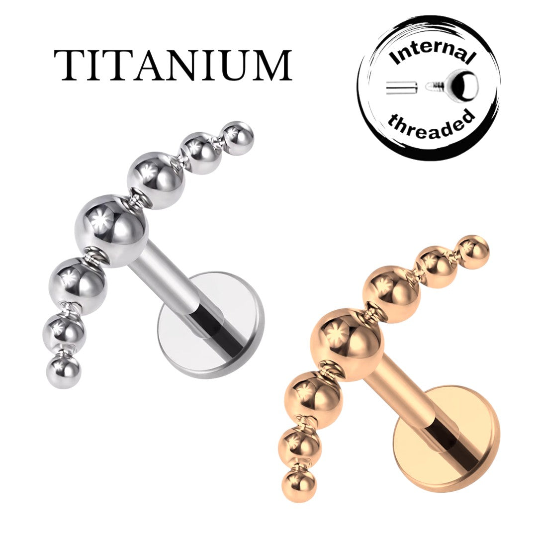 Implant Grade ASTM F136 Titanium 7 Ball Arrow Internaly Threaded Labret