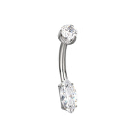 Implant Grade ASTM F136 Titanium Stone Marquise Belly Button Internaly Treaded