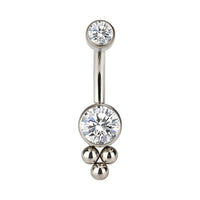 Implant Grade ASTM F136 Titanium Stone 3 Balls Belly Button Internaly Treaded
