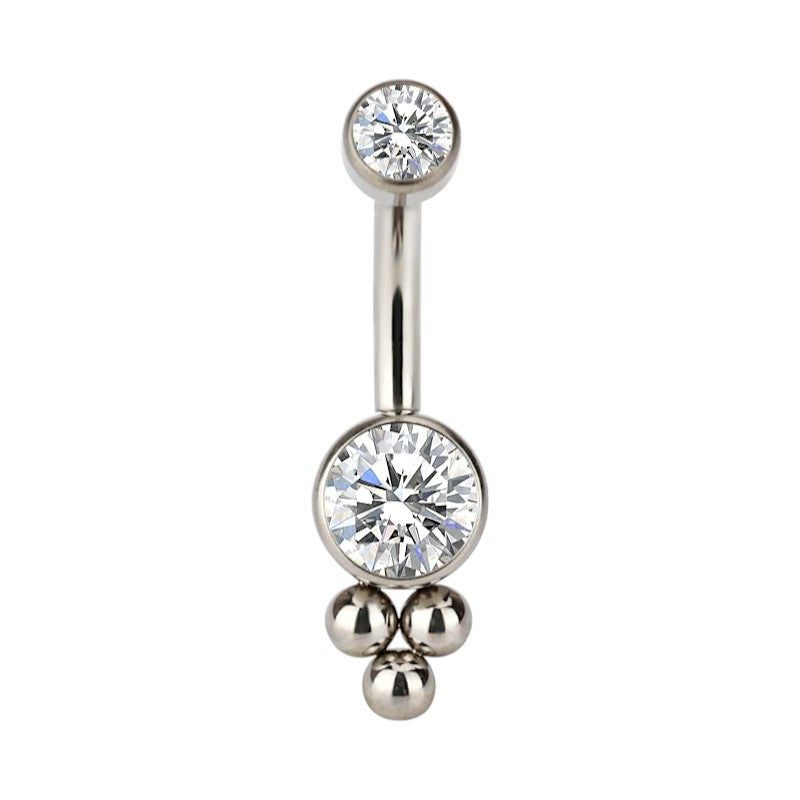 Implant Grade ASTM F136 Titanium Stone 3 Balls Belly Button Internaly Treaded