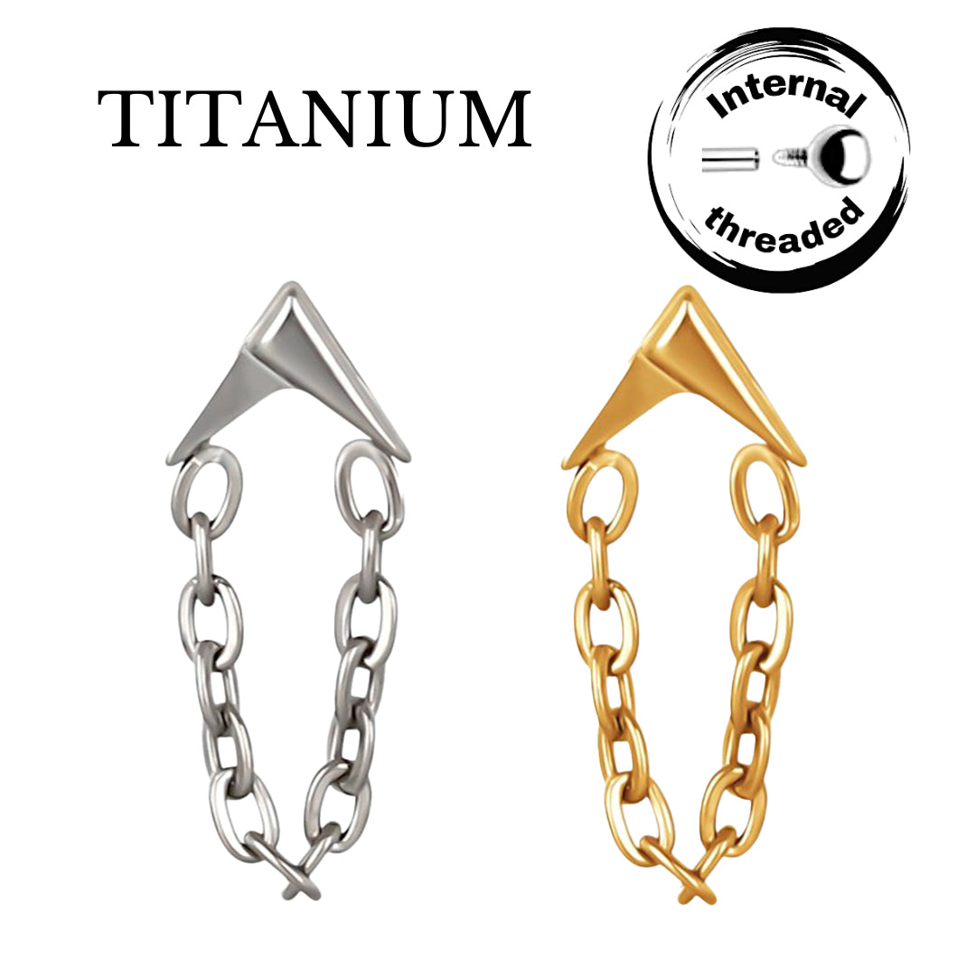 Implant Grade ASTM F136 Titanium Arrows With Chain Dangle Internaly Threaded Labret