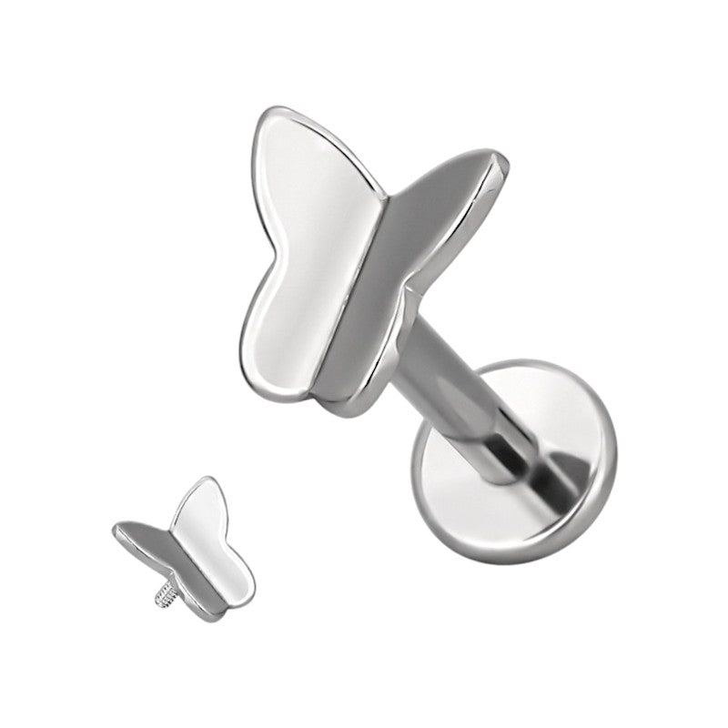 Implant Grade ASTM F136 Titanium Butterfly Internaly Threaded Labret