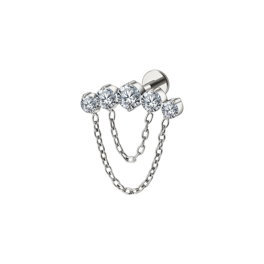 Implant Grade ASTM F136 Titanium Stone Curve Chain Internaly Threaded Labret