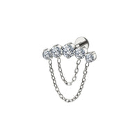 Implant Grade ASTM F136 Titanium Stone Curve Chain Internaly Threaded Labret