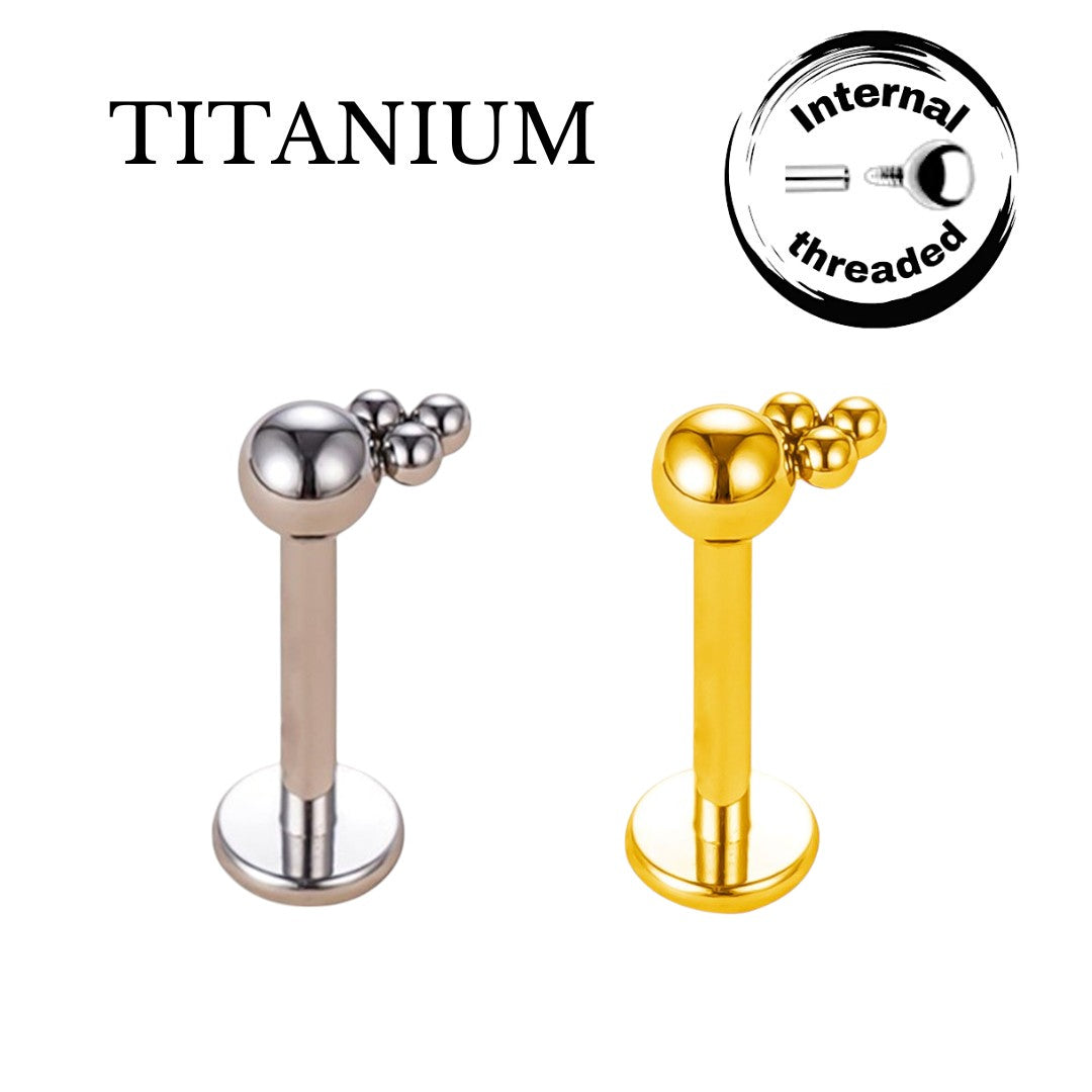 Implant Grade ASTM F136 Titanium Bal With Bead Internaly Threaded Labret