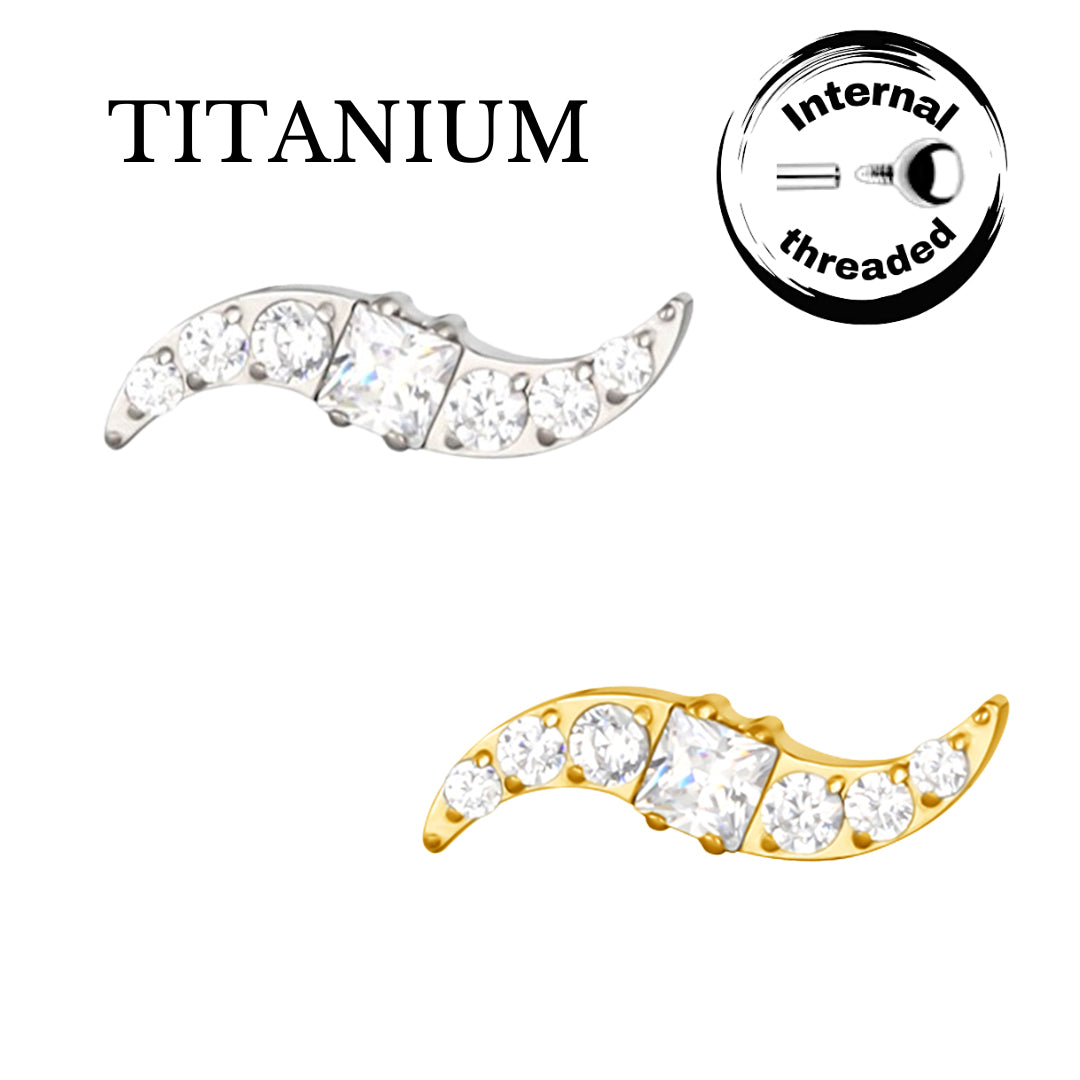 Implant Grade ASTM F136 Titanium CZ Paved Dart Internaly Threaded Labret