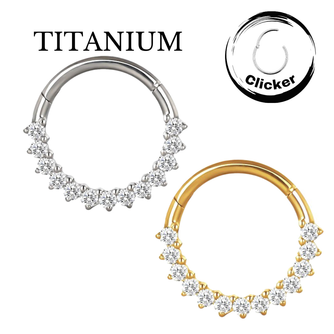 Implant Grade ASTM F136 Titanium With Facing Prong Set CZ Sement Clicker