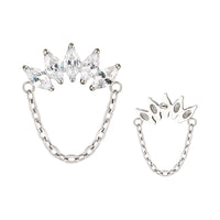 Implant Grade ASTM F136 Titanium 5 Marquise CZ Dangle Chain Internaly Threaded Labret