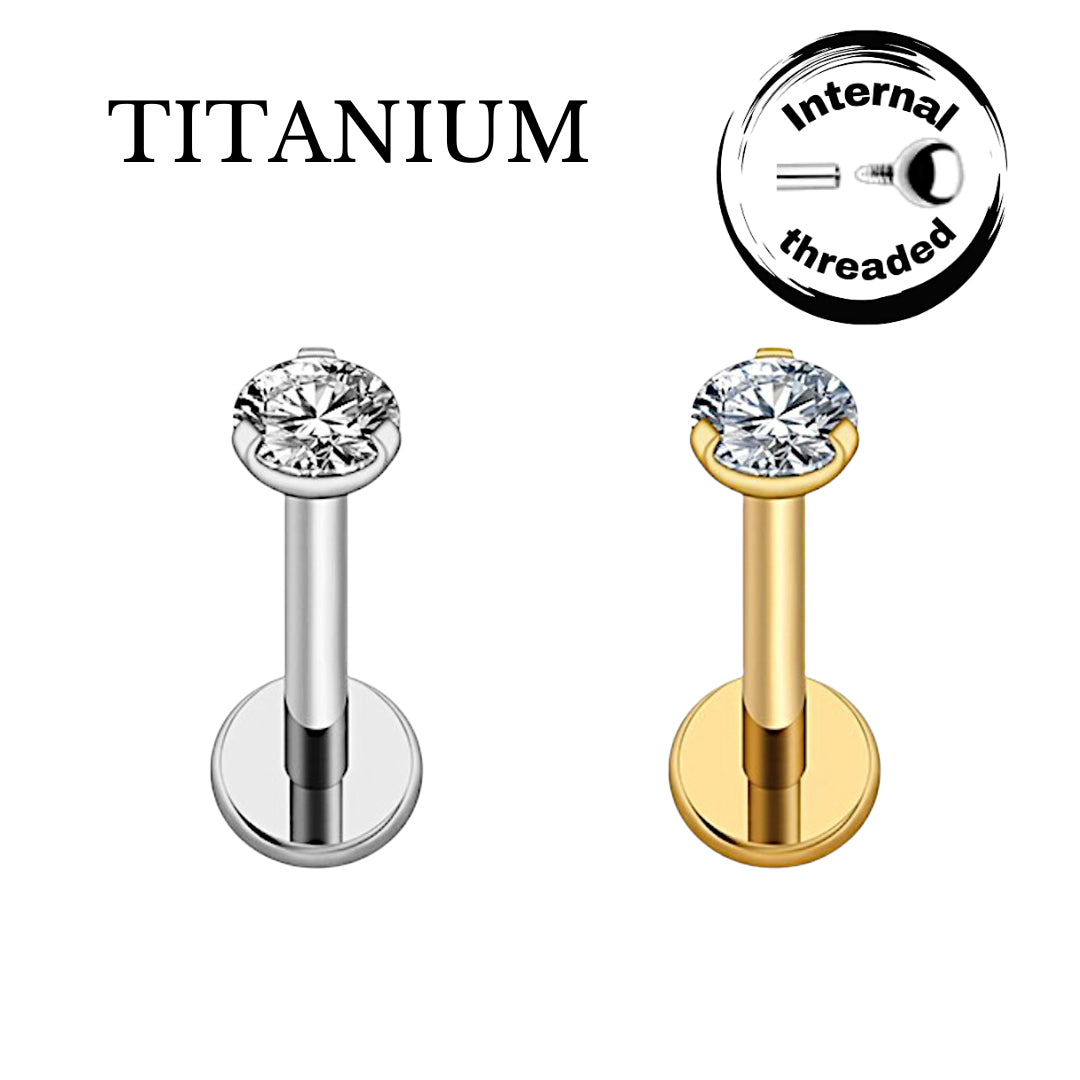 Implant Grade ASTM F136 Titanium Stone On Top Internaly Threaded Labret