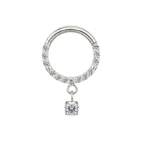 Implant Grade ASTM F136 Titanium CZ Paved Face With Prong Set CZ Dangle Segment Clicker