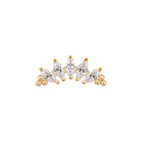 Implant Grade ASTM F136 Titanium 5 Prong Set Marquise CZ With Tri-Beard Balls Internaly Threaded Labret