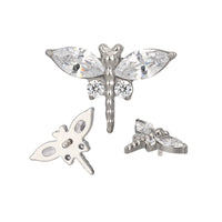 Implant Grade ASTM F136 Titanium CZ Dragonfly Internaly Threaded Labret