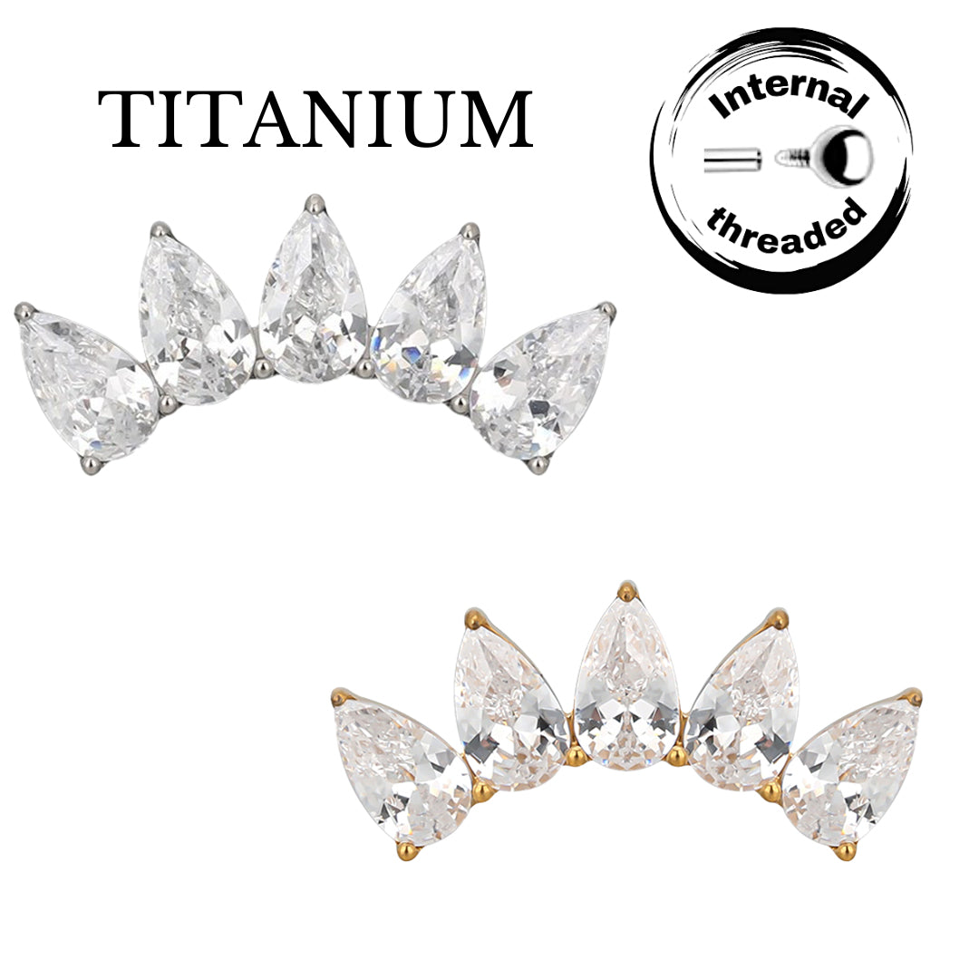 Implant Grade ASTM F136 Titanium 5 Pear CZ Internaly Threaded Labret