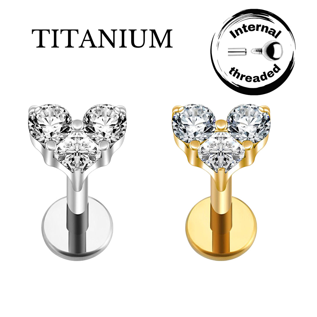 Implant Grade ASTM F136 Titanium Stones Heart Internaly Threaded Labret