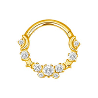 Implant Grade Titanium ASTM F136 Front Facing CZ With Star and Moon Segment Clicker