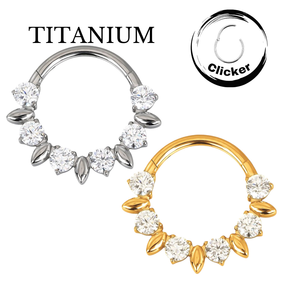 Implant Grade Titanium ASTM F136 Round CZ and 3D Marquise Segment Clicker